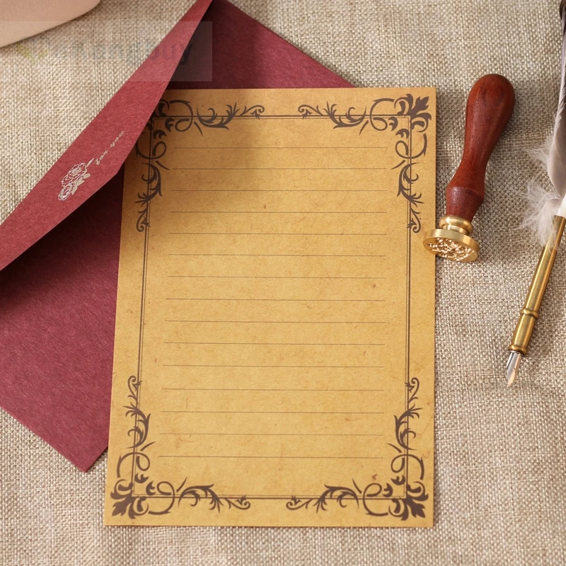 

80sheets Vintage Kraft Writing Paper European Style Retro Letter Paper A5