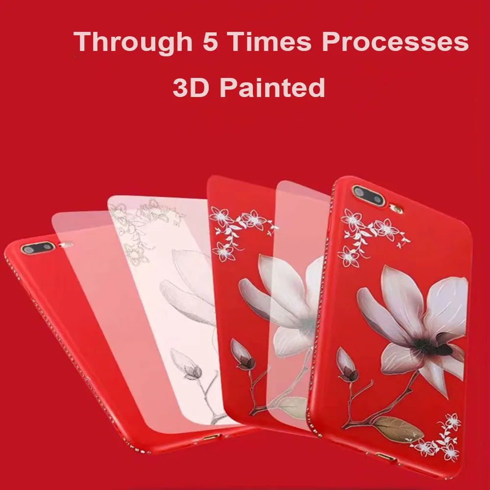 Soft Case For iPhone X 8 7 6S 6 Plus 5S Cover 3D Flower Rhinestone Phone Back Cover For Coque iPhone 5 5S SE 6S 7 8 Plus X Case (6)