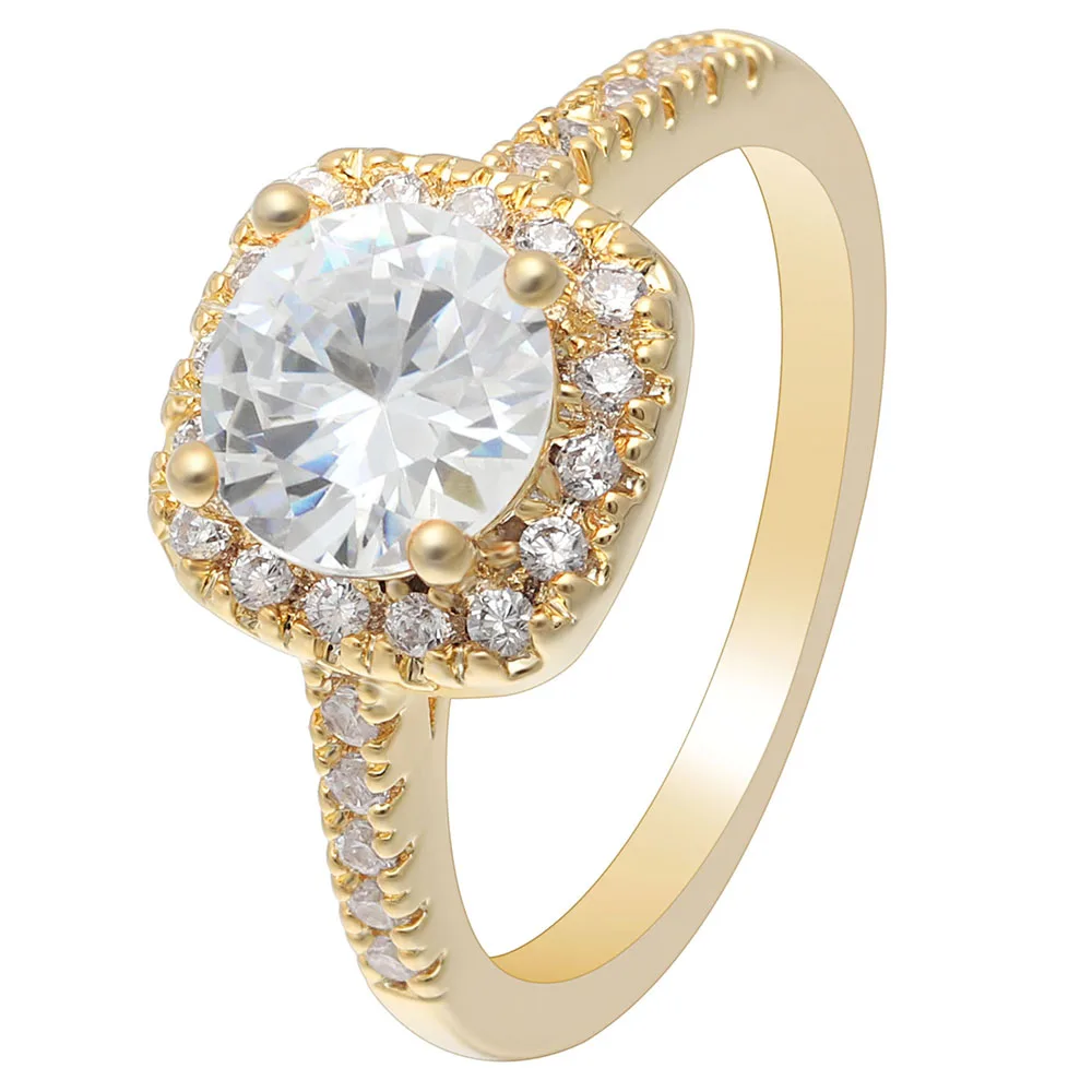 goldring Hainon Серебряное кольцо для женщин свадебный подарок квадратное ожерелье набор ушных колец CZ Whie кубический цирконий; для помолвки кольцо Модные ювелирные изделия - Цвет основного камня: goldring