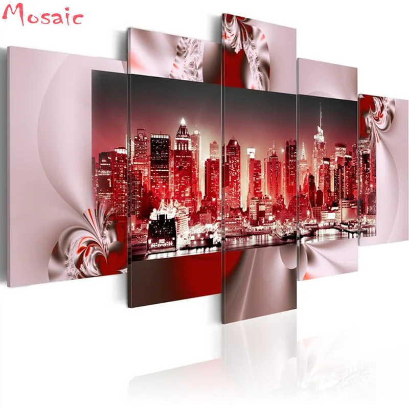 

Набор для алмазной вышивки «сделай сам», 5D Мозаика из смолы, картина 5 шт./компл., модная Цветочная живопись, стразы, Набор для вышивки крестиком