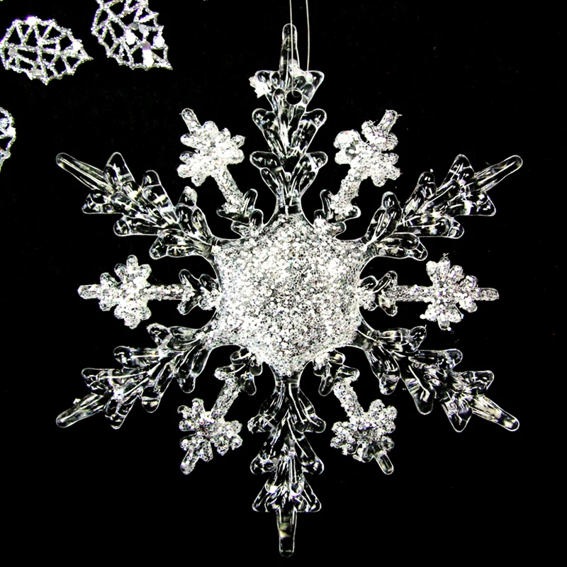 New 10pcs Christmas Ornament window decoration frozen snow effect acrylic diamond snowflake effect Size: 11cm and 17cm