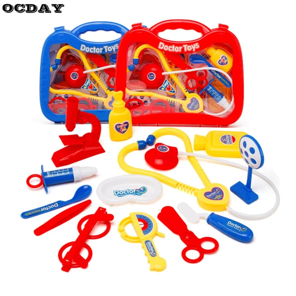 OCDAY 13 шт детский набор доктора игрушечный набор Медсестры Медицинский набор комплект с жесткий футляр для переноски ролевые игры игрушки