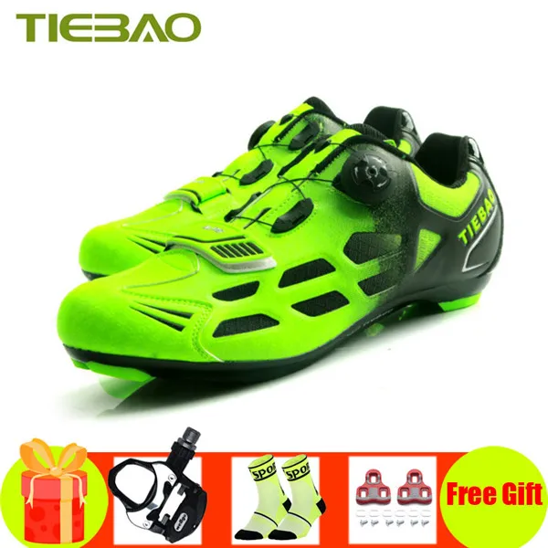 Tiebao, обувь для велоспорта, мужская, Pro sapatilha ciclismo, женская, обувь для гонок, шоссейного велосипеда, нейлоновая, ТПУ, дышащая, авто-замок, велосипедная обувь - Цвет: pedals with 1259A G