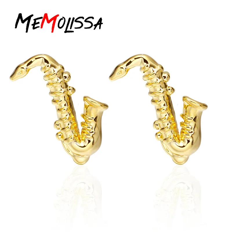 

MeMolissa Formal Golden Sax Cufflink for Mens Suits Buttons Geometric Wedding Cufflink French Grooms Shirt Brand Cuff Links