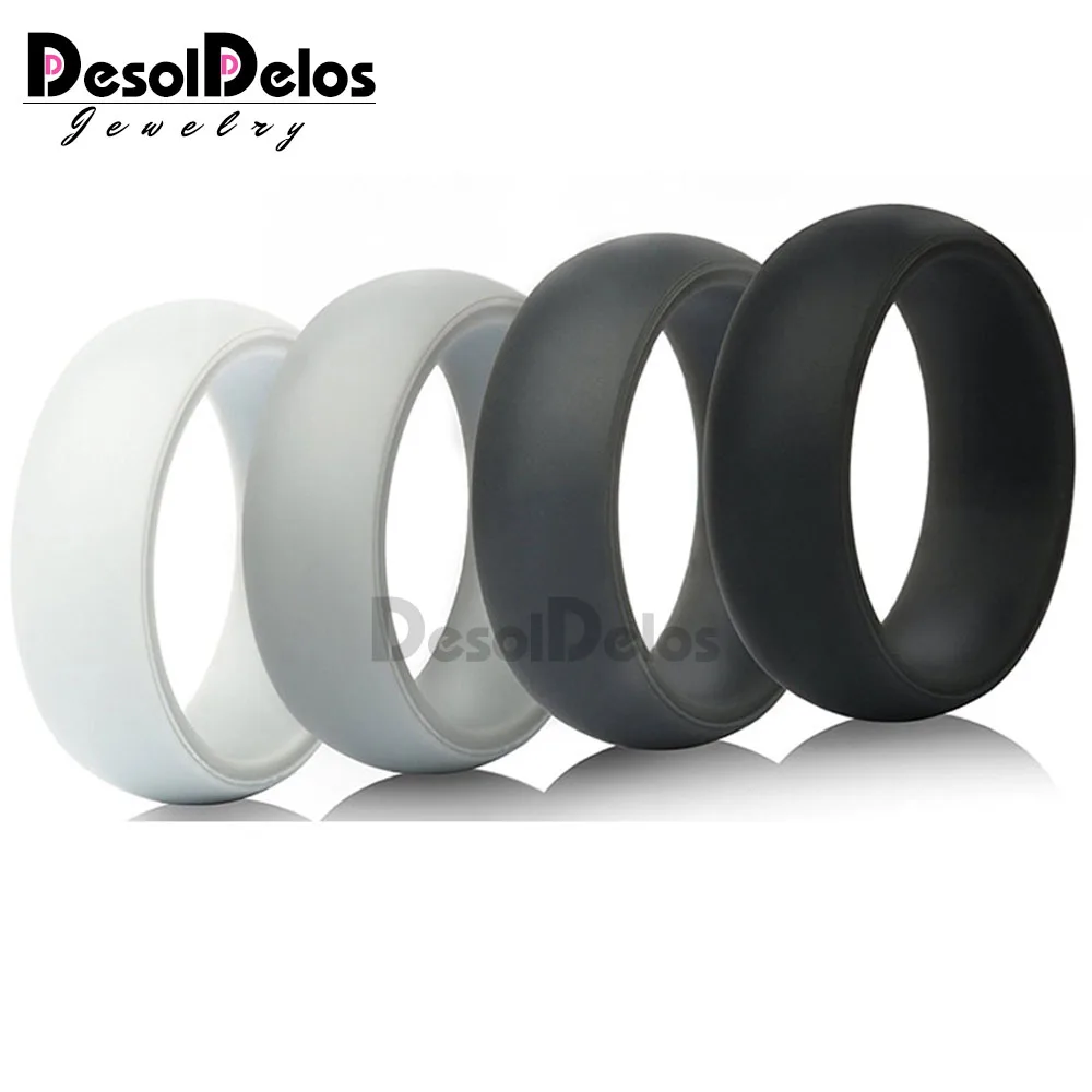 

DD 8mm 6-12 Size Food Grade FDA Silicone Ring Hypoallergenic Crossfit Flexible Silicone Finger Rings For Men Women 4pc/set