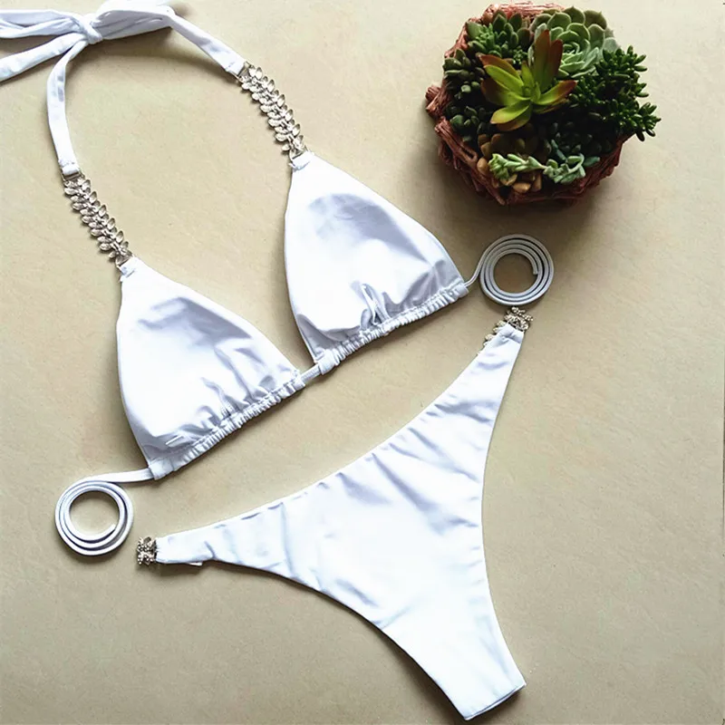 Diamond bikini white rhinestone bikini Braizilian swimwear female strappy swimsuit women Crystal bikini set Push up Bathing suit Diamond bikini white rhinestone bikini Braizilian swimwear female strappy swimsuit women Crystal bikini set Push up Bathing suit