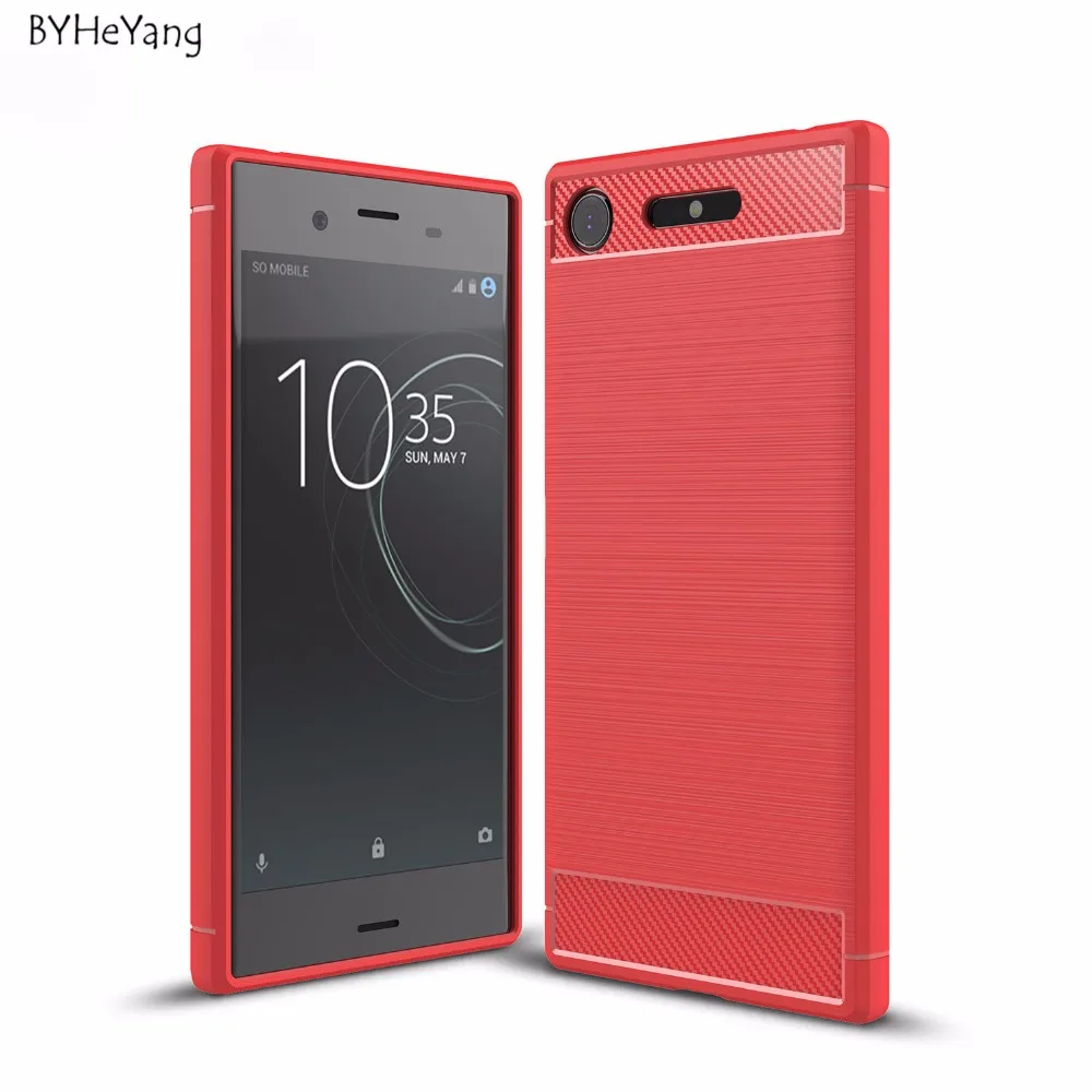 

BYHeYang For Sony Xperia XZ1 Cover 5.2inch Carbon Fiber Brushed TPU Silicone Back Funda For Sony Xperia XZ1 G8341 G8342 Cases