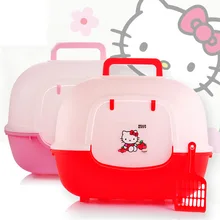 Hello Kitty Cat Sandbox Full Closed Spattery-proof Cat Urine Basin Deodorant Cat Toilet Cat Litter Box Cat Toilet Training Kit