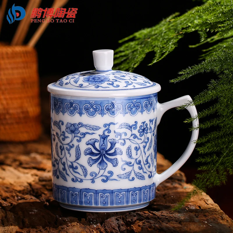 Antique Chinese Style Jingdezhen White And Blue Hand Decorated