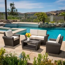 Красивая уличная мебель садовые Ротанговые диваны простой Настольный набор