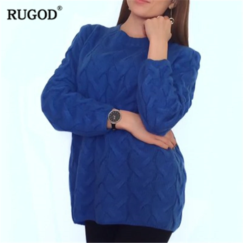 RUGOD весенний вязаный свитер с круглым вырезом для женщин Модный разноцветный витой длинный рукав Свободный пуловер Топы Pull Femme Hiver