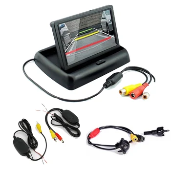 

wireless 4.3 inch Car Monitor Foldable TFT LCD display with CCD Reverse Rear View Camera Video Transmitter Receiver Kit