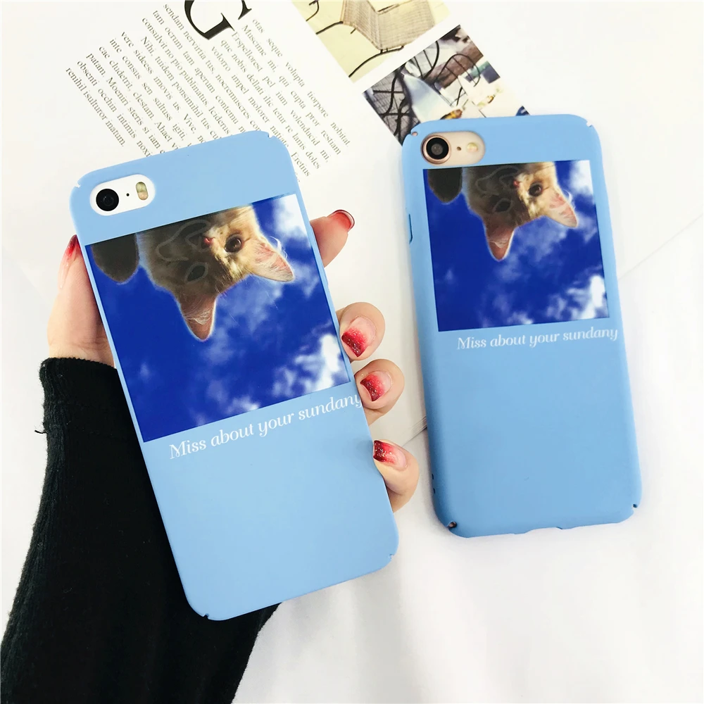 Симпатичные Pet Cat Чехлы для Iphone X случаях голубое небо иллюстрации простого текста