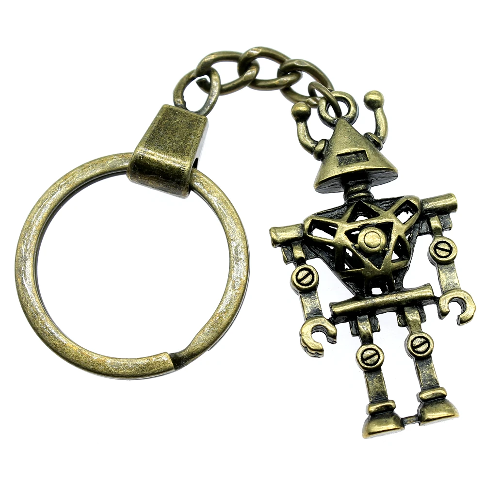 

Vintage Key Ring Metal Key Chain Keychain Jewelry Gift Antique Bronze Plated Robot 45x25x7mm Pendant