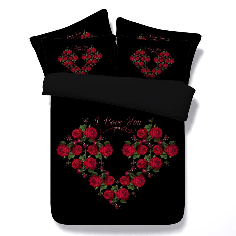 small red rose bedding set 3d printed duvet cover sheets