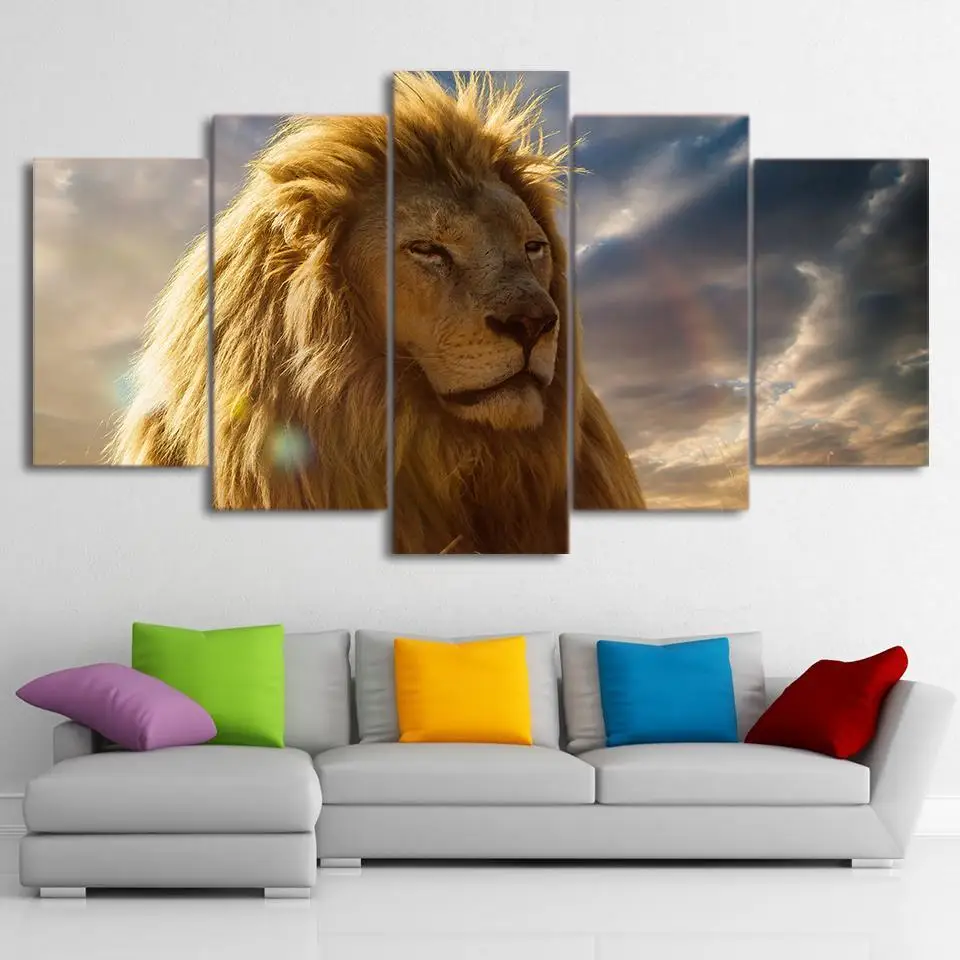 

5 Panel THE WISE LION Home Decor Canvas Paintings on Canvas Wall Art and Print On The Wall