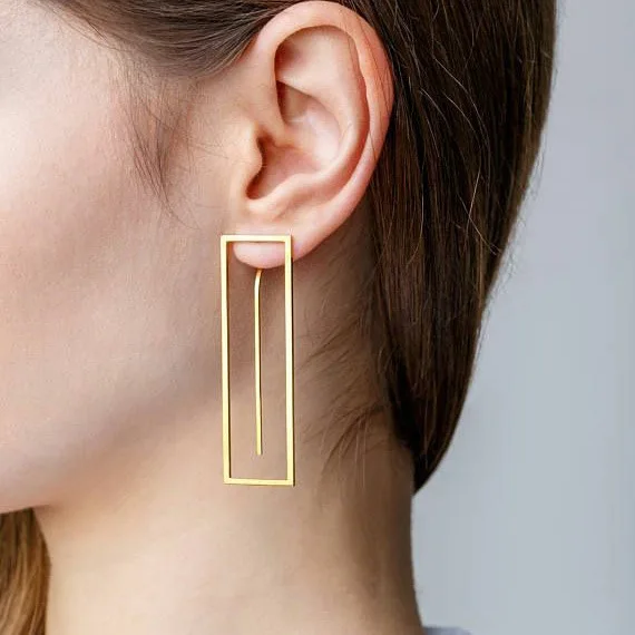 

Fashion Trend Rectangular Geometric Three-dimensional Women's Earrings Personality Jewelry 2019 New Bijoux Wholesale