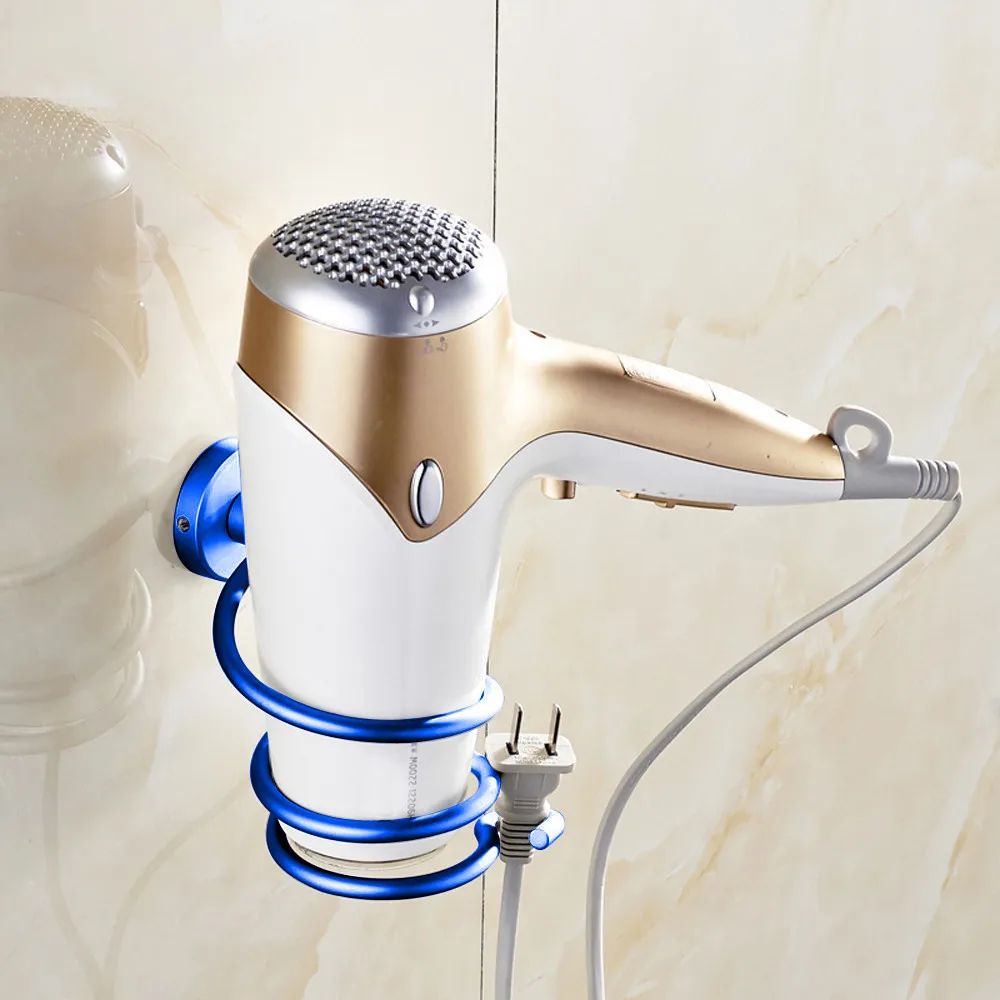 Многофункциональный фен-держатель для ванной комнаты, настенный стеллаж, алюминиевый органайзер для хранения на полке, фен-держатель#10