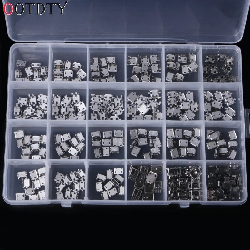 

OOTDTY 240 Pcs 24 Models Micro USB Connector Socket Jack For MP3/4/5 Lenovo ZTE Huawei