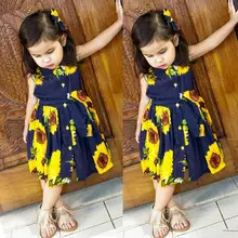 Pudcoco/Фирменная Новинка для маленьких детей, рубашка принцессы с подсолнухом для маленьких девочек, платье-пачка, одежда, сарафан, США