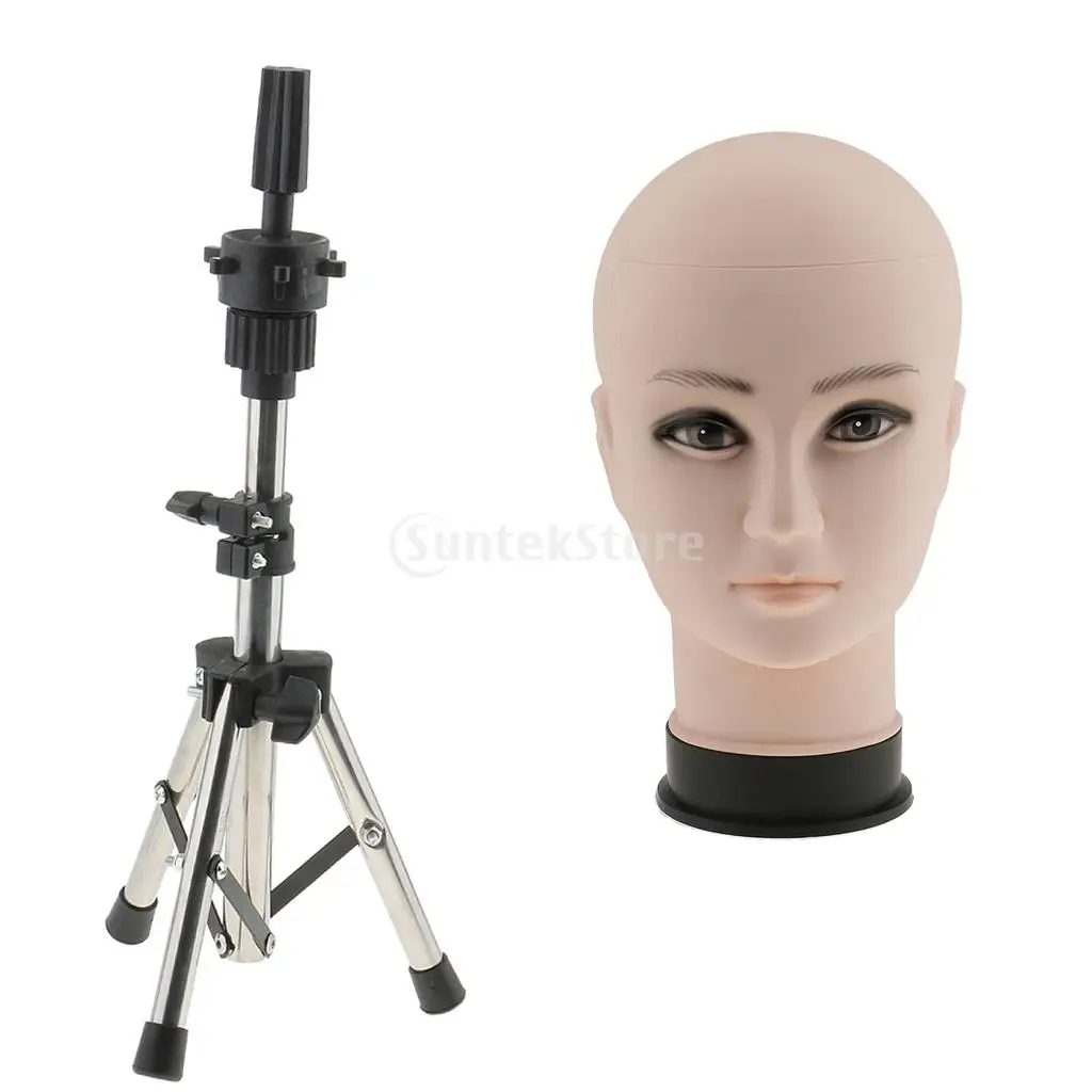 Professional Bald Manikin Cosmetology Training Head for Wigs Making and Display Doll Mannequin Model with a Tripod Clamp