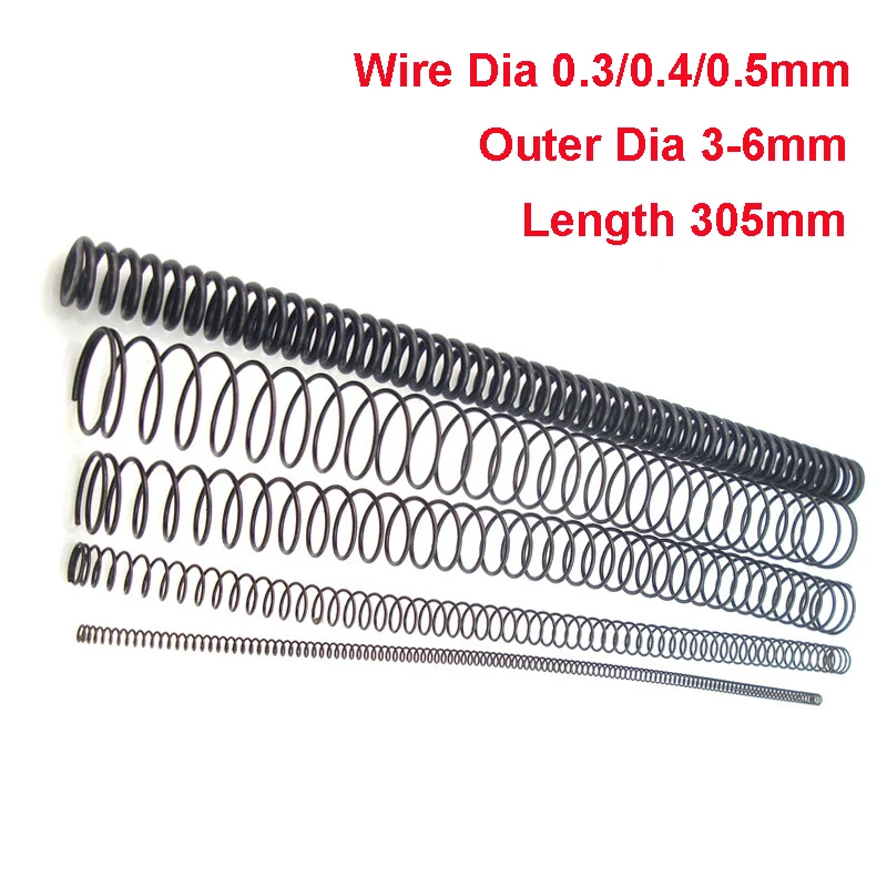 

1PCS Y Type Spring Black Manganese Steel Pressure Spring Wire Dia 0.6/0.7mm Outer Dia 4.5-10mm Length 305mm