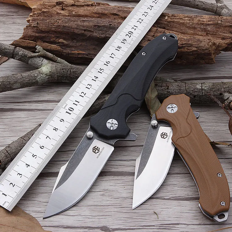 Продажа Окаменелое рыбы PF 715 складной карманный Ножи 60HRC AUS 8 лезвие G10 ручка Открытый Охота Выживание тактическое назначение инструмент для повседне...