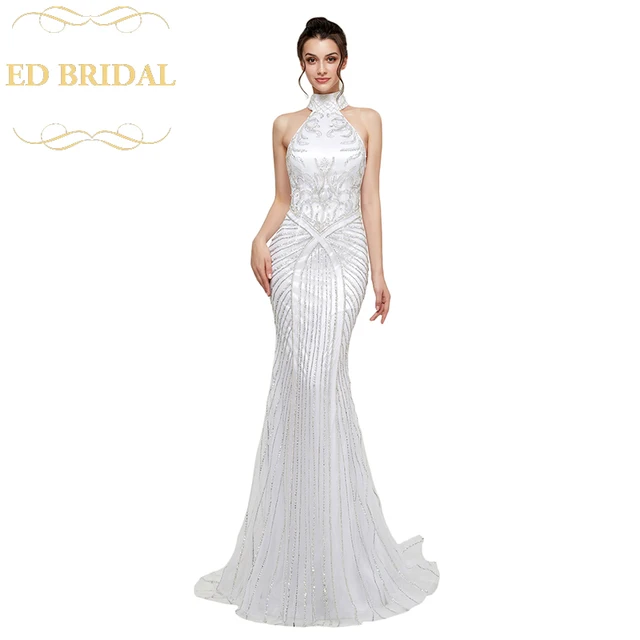 High Neck Backless Mermaid Evening Dress Luxury Allover Beaded 2018 High Neck Backless Mermaid Evening Dress Luxury Allover Beaded 2018 Long Formal Gown Prom Sparkly