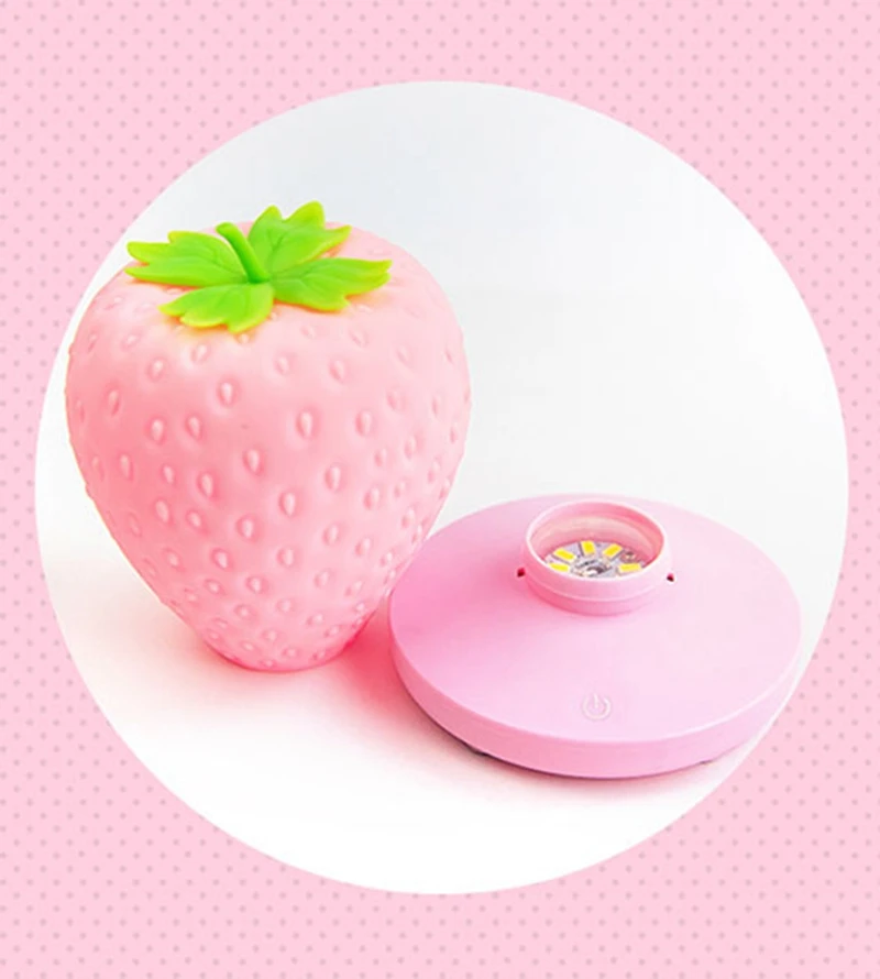 Creative Silicone Strawberry LED Night Light USB Charging Touch Dimmable Decorative Atmosphere Lamp for Baby Children Kids Gift (18)