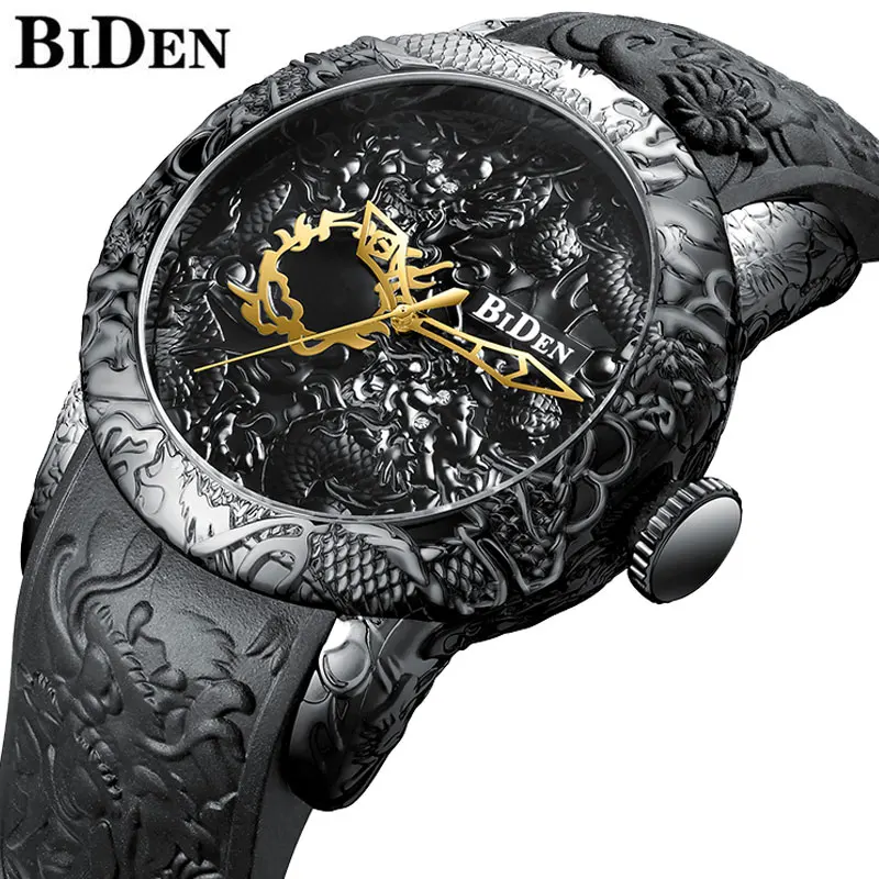 

Watch Men 2018 Luxury Men's Quartz Watch Waterproof Man Sports Watch Dragon Engrave Big Men's Wristwatch Clock Relogio Masculino