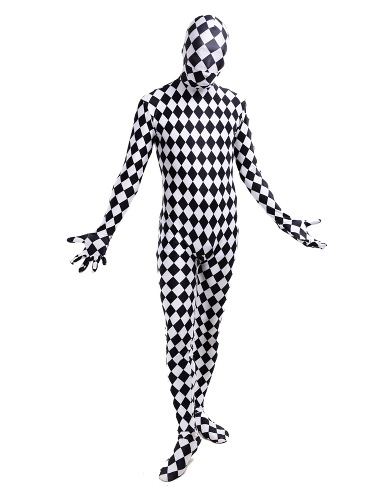 (PHC127) Fullbody Белый Черный мозаика Фетиш Костюм зентай вечерние высокоэластичные Колготки спандекс Хэллоуин Костюмы для косплея