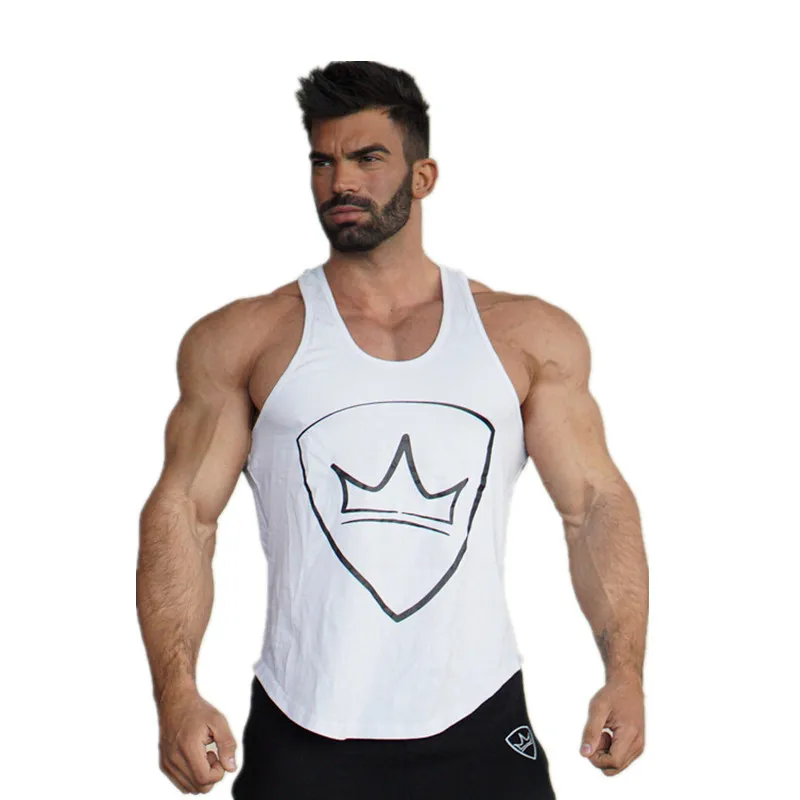 Бренд Gyms Stringer одежда Бодибилдинг майка мужская майка для фитнеса рубашка без рукавов однотонная хлопковая майка для мускулистых мужчин нижнее белье - Цвет: White
