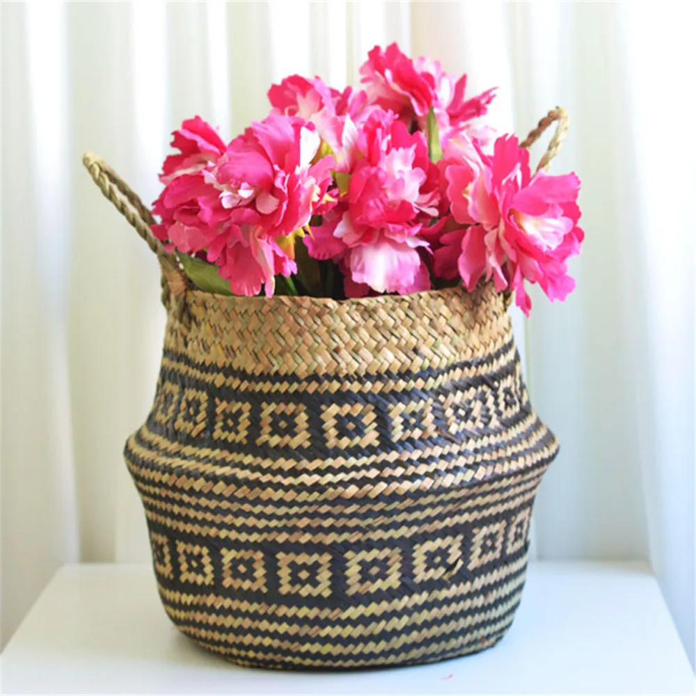 

Seagrass Wicker Baskets Wicker Basket Flower Pot Folding Basket Dirty Baskets storage organizer Wall flower storage Dropshipping