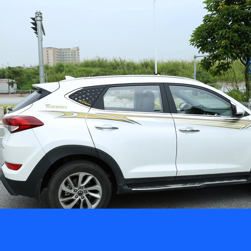 

Car Styling Chrome Rear Window Spoiler Cover Pillar Post Triangle Trim Sticke car Accessories For Hyundai Tucson 2015-2019