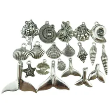 GLOWCAT A9Q904 микс 20 шт./компл. Морская звезда раковины КИТ хвост античный серебряный морской животное кулон