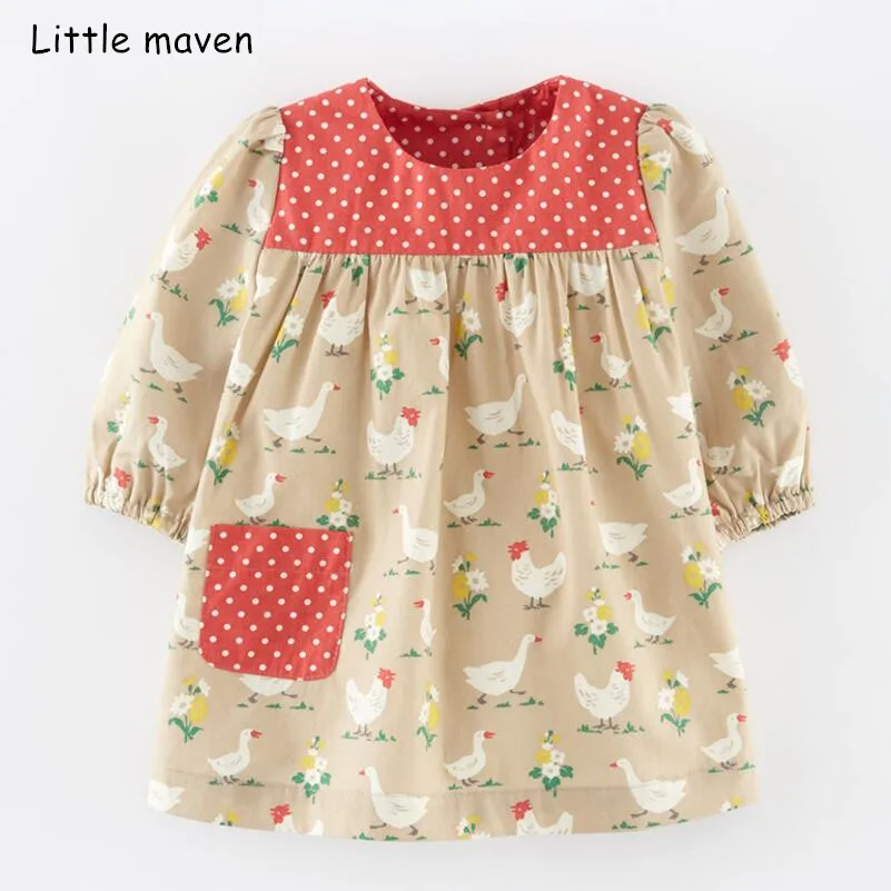 Little maven kids/2018 Новое Осеннее детское платье одежда для маленьких девочек хлопковые