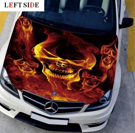 

LEFT SIDE Car Stickers and Decals Head 5 Fire Skull Decal Styling Carbon Vinyl Cover Waterproof HD