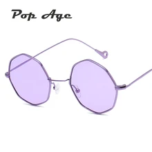 Pop Edad Nuevo Polígono Océano Púrpura de La Vendimia gafas de Sol Mujeres de Los Hombres pequeño Escudo Marco de Metal gafas de Sol Gafas de sol 400UV