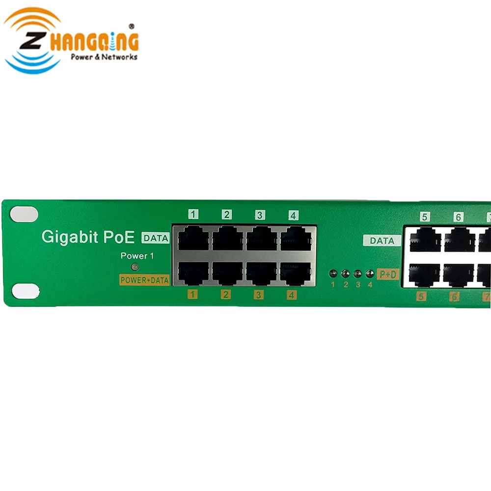 802.3af/at PoE Gigabit Active 16 Порты и разъёмы Инжектор PoE Панель для 16 gigabit устройства IP Камера, точка доступа с светодиодный статус
