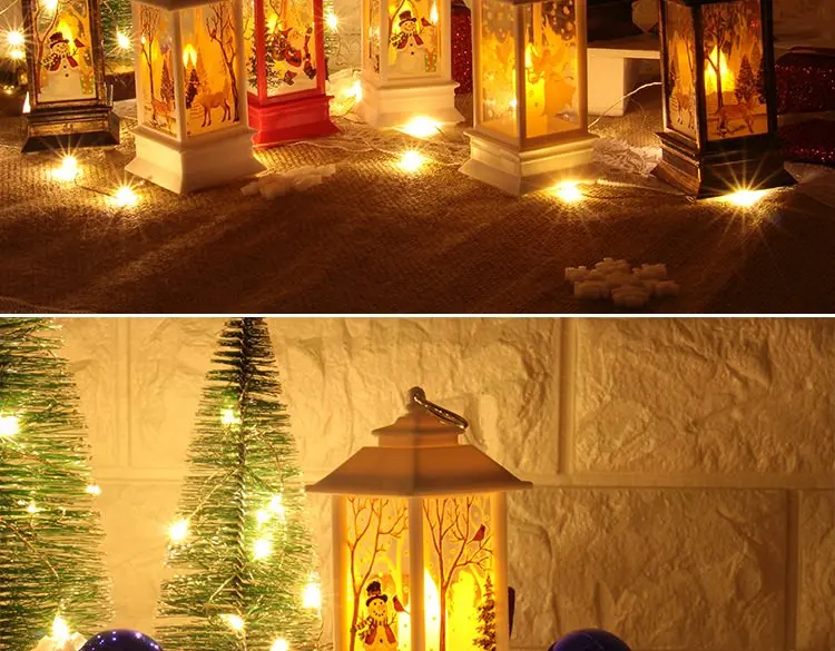 Christmas Elk Snowman Santa Claus Mini LED Night Light Hanging Candle Lantern Table Lamp 23