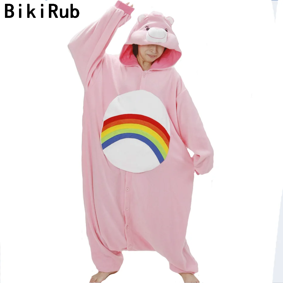 

BIKIRUB 2019 Pajamas Unisex Animal Pajama Sets Women Fleece Sleepwear Cute Rainbow Care Bear Cartoon Nightwear Pyjamas Home Wear
