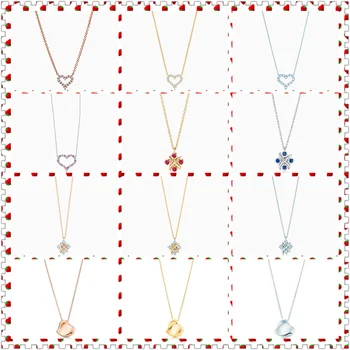

Original 100% S925Sterling Silver Colourful LOVE Heart Zircon Inlay Pendant Necklace Women Logo High-End Jewelry