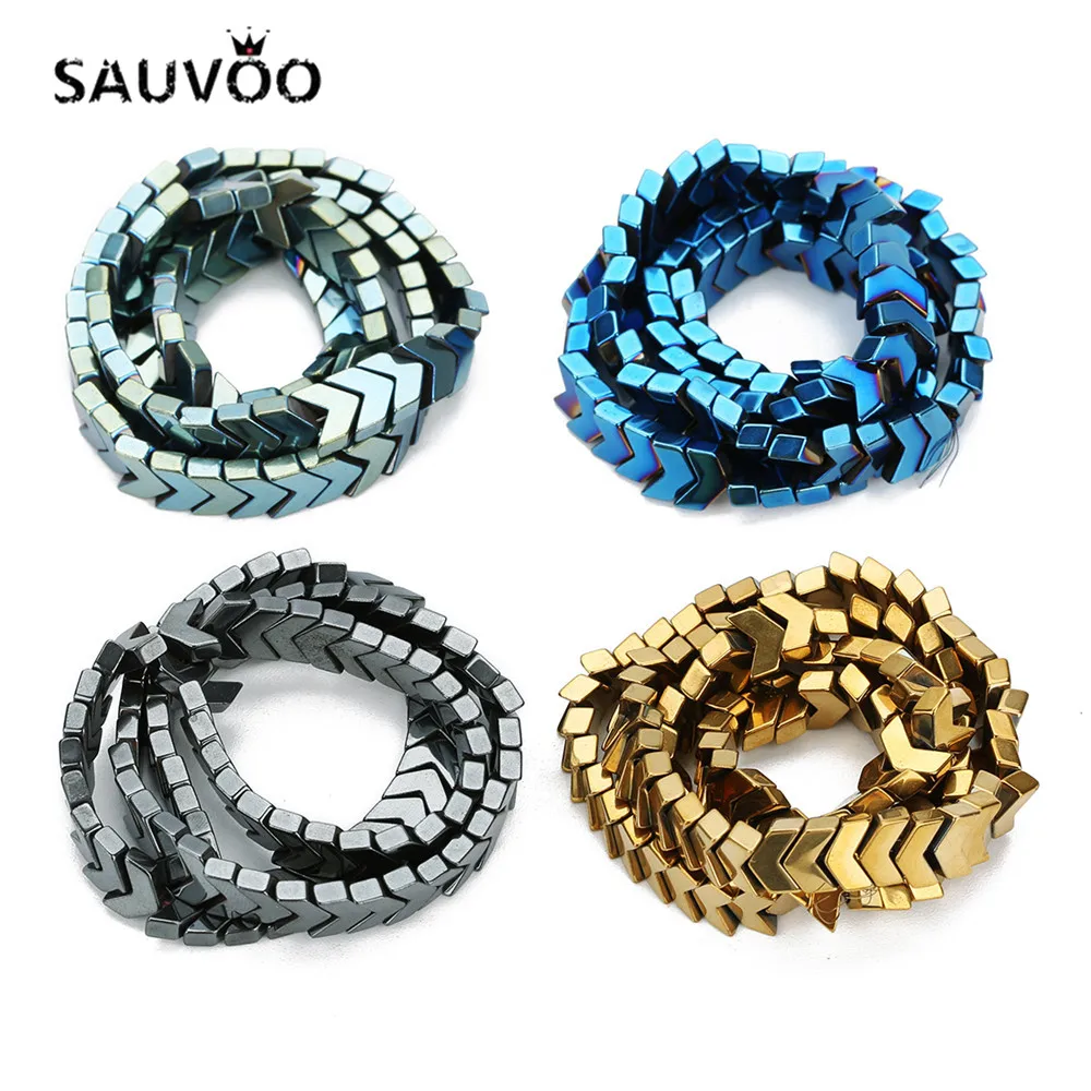 SAUVOO 1Strand/lot 8mm Colorful Hematite Arrow Beads V Shape Semi-precious Stone Bracelets Necklaces Making DIY Jewelry | Украшения и