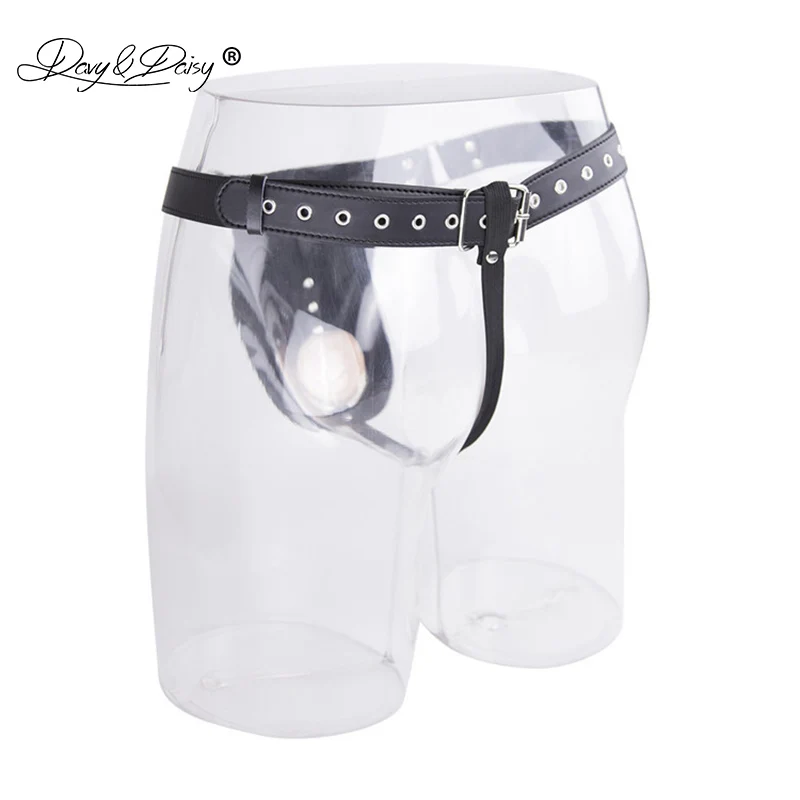 DAVYDAISY Men Chastity Belt Cock Rings Panties PU Leather Gay Fetish Thongs Sexy Lingerie Exotic Adult Male Underwear UN535