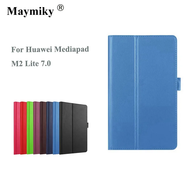 

Leather Protective Case For Huawei M2 Lite 7 PLE-730L Flip Smart Case for Huawei Mediapad T2 7.0 Pro Cover +Film+Stylus Pen