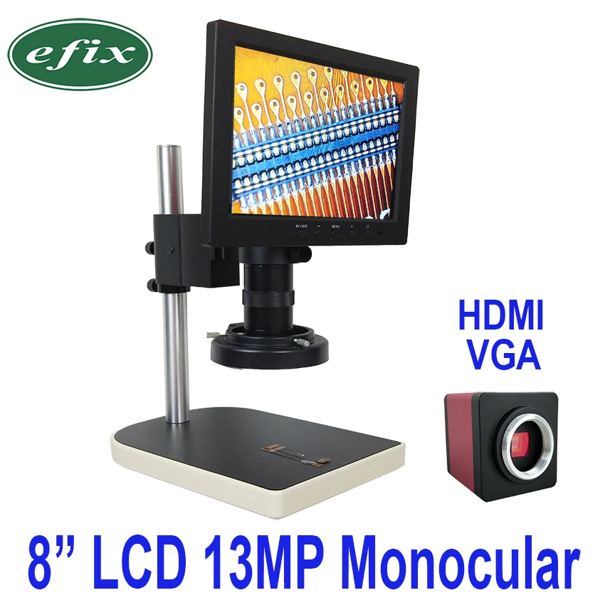 Efix 13MP HDMI VGA HD Цифровая камера микроскоп набор + 56 светодиодных кольцевых