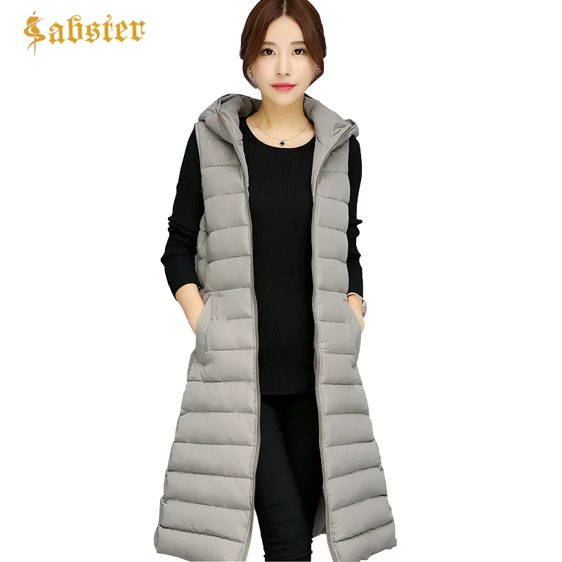 2017 New Long Women Vests Solid Color Hooded Sleeveless Vest Coat Cotton-padded Outerwear Vest Fashion Women Waistcoat 2017 New Long Women Vests Solid Color Hooded Sleeveless Vest Coat Cotton-padded Outerwear Vest Fashion Women Waistcoat