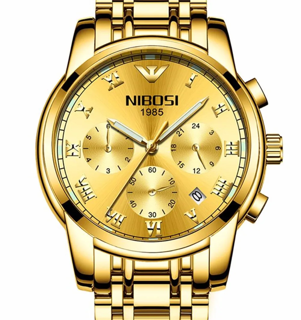 

Men's Watches Top Brand Luxury Stopwatch Sport Quartz Watch Men Waterproof Full Steel Business Gold Clock relogio masculino