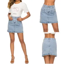 Женская летняя юбка с карманами на пуговицах, джинсовая юбка, сексуальные женские джинсы, мини юбки, прямые Повседневные Вечерние юбки Faldas