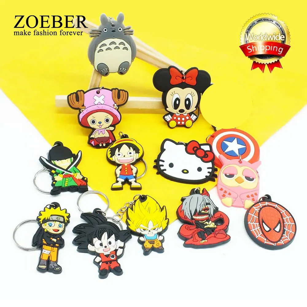 Zoeber Grosir Silicone Lucu Anime Naruto Keychain 2018 Kartun Luffy